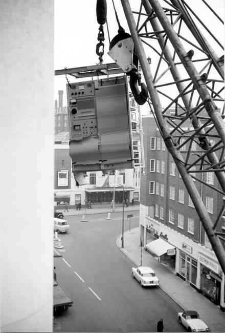 Arrival of LEO III/1 at Hartree House, (above Whiteley's store, Queensway) - 1962
